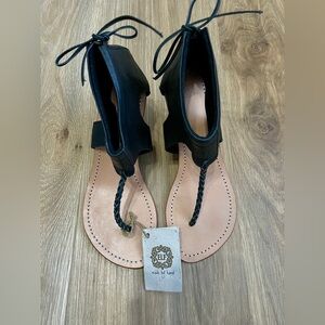 Bali Elf Black Handmade Sandals Size 7.5 NWT